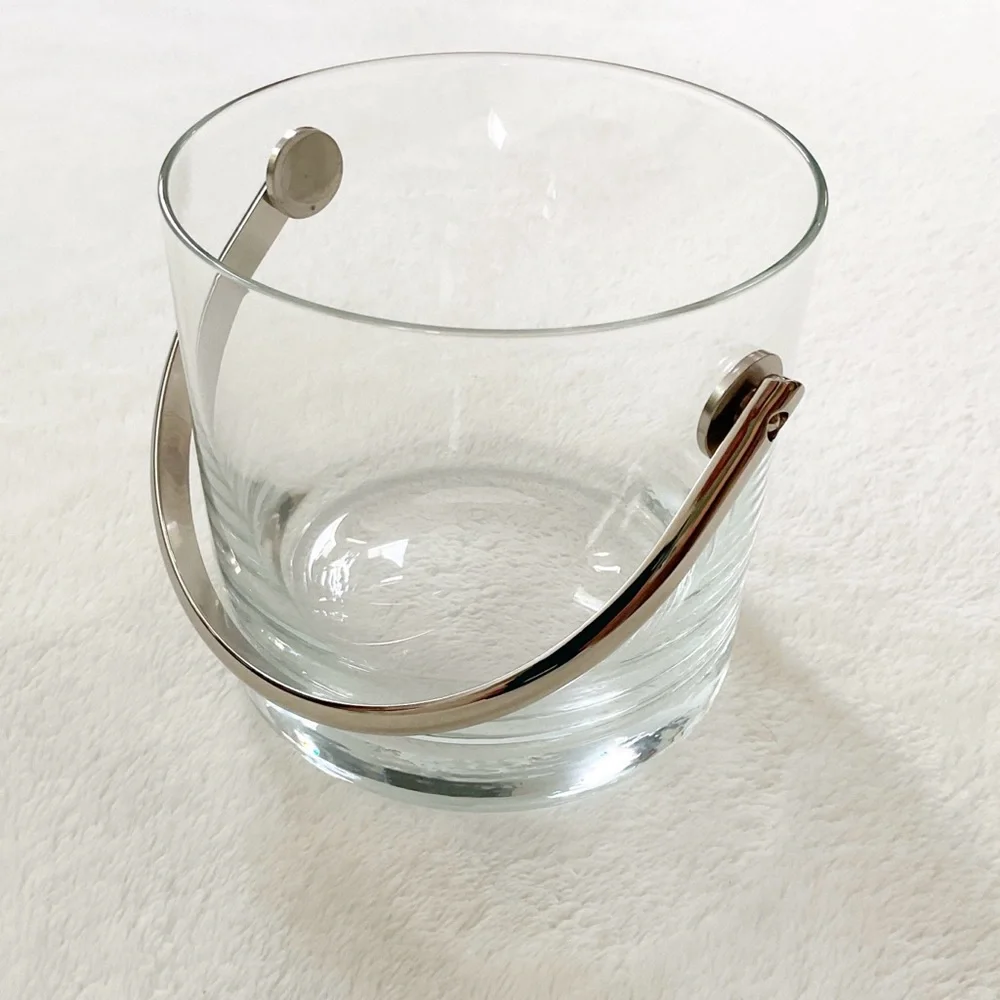 Schott Zwiesel Crystal Ice Bucket Chrome Handle Germany Vintage MCM